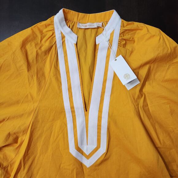 NWT Tory Burch Puffed Sleeve Tunic Vine Orange Size XS - Picture 2 of 7